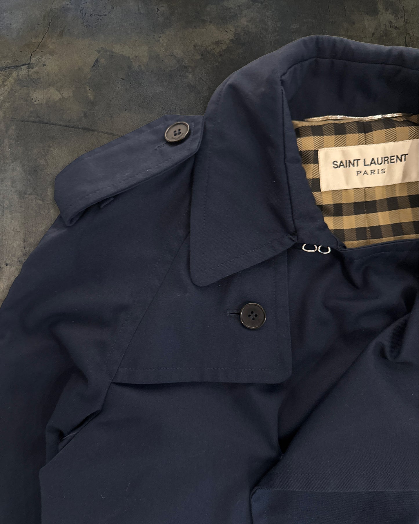 SAINT LAURENT SS2013 NAVY TRENCH COAT