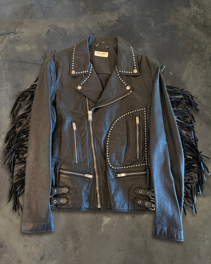 SAINT LAURENT SS2016 "SURF SOUNDS" LEATHER FRINGE JACKET