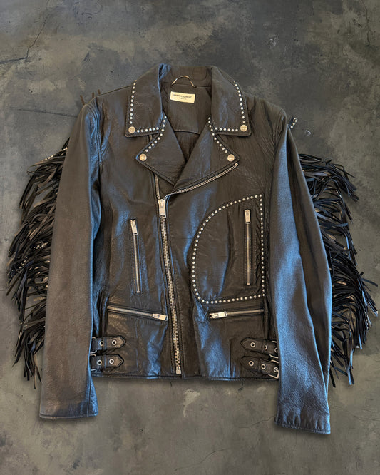 SAINT LAURENT SS2016 "SURF SOUNDS" LEATHER FRINGE JACKET