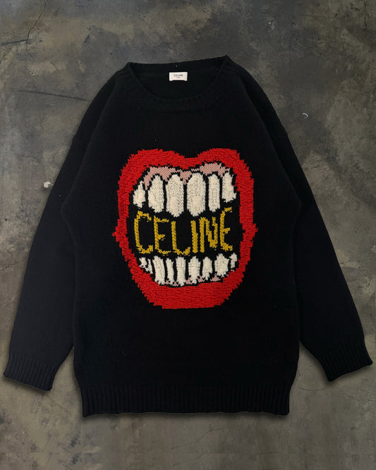 CELINE SS2021 DANCING KID RUNWAY OVERSIZED MOUTH SWEATER