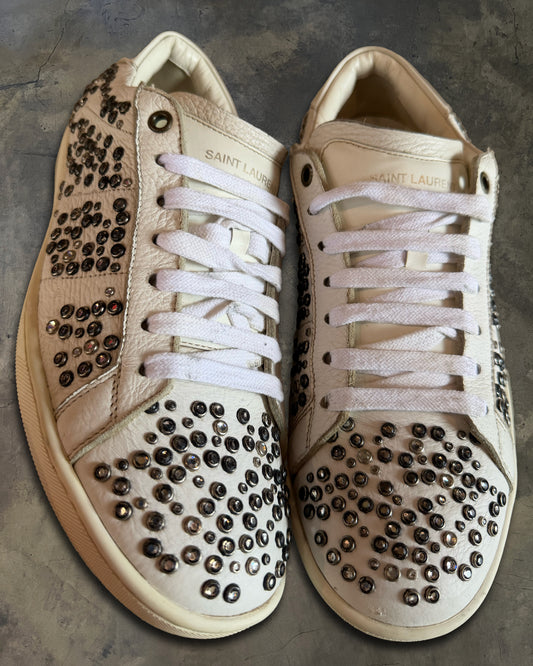 SAINT LAURENT STUDDED LOW TOP SNEAKERS
