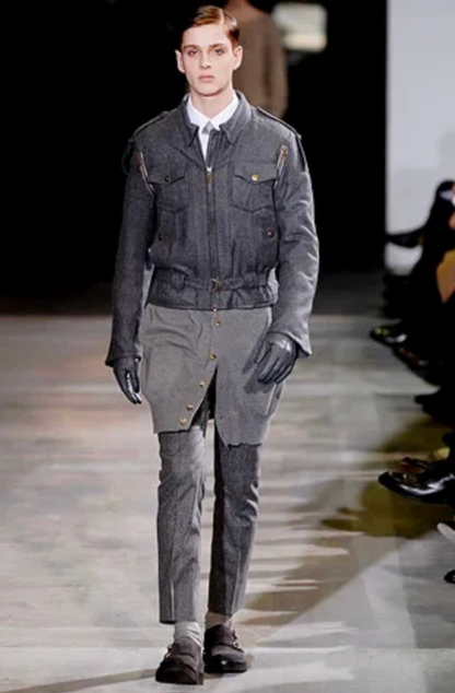 YSL RIVE GAUCHE AW2007 RUNWAY ZIP UP WOOL MILITARY JACKET