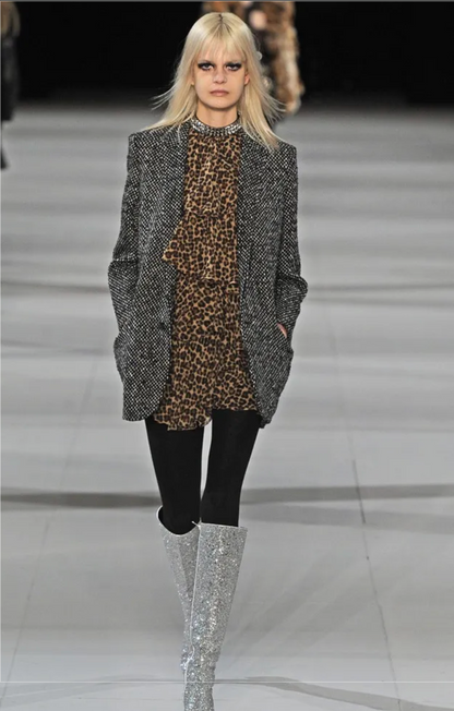 SAINT LAURENT RUNWAY FW2014 LEOPARD RUFFLED DRESS
