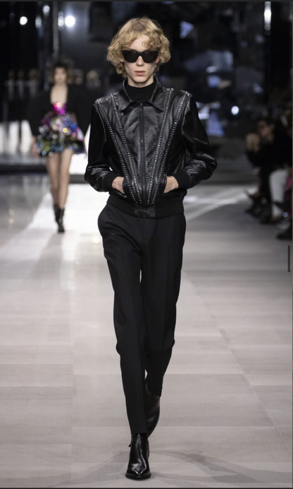 CELINE SS2019 RUNWAY BEJEWELLED LEATHER JACKET