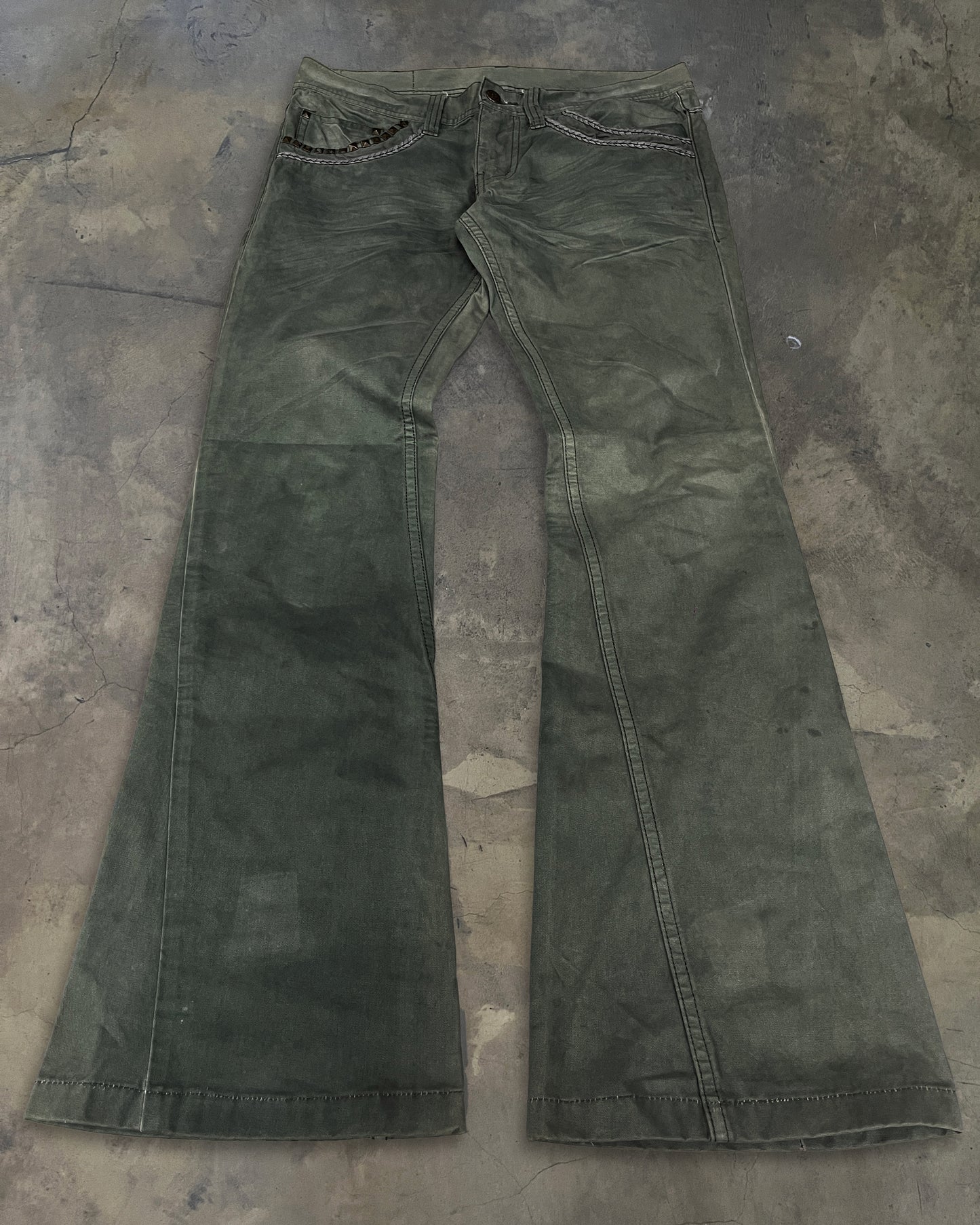 TORNADO MART STUDDED ASH WASH PANTS