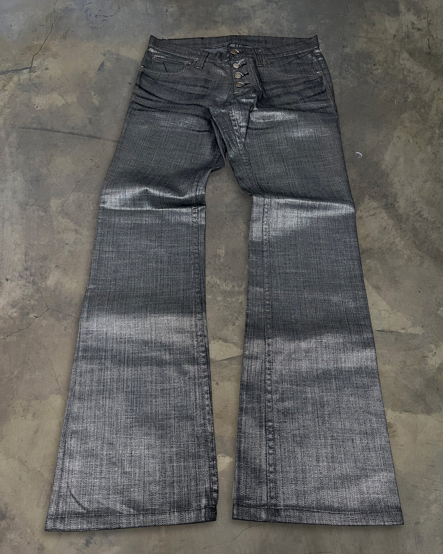 TORNADO MART METTALIC FINISH FLARED DENIM