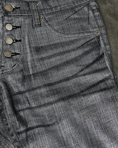 TORNADO MART METTALIC FINISH FLARED DENIM