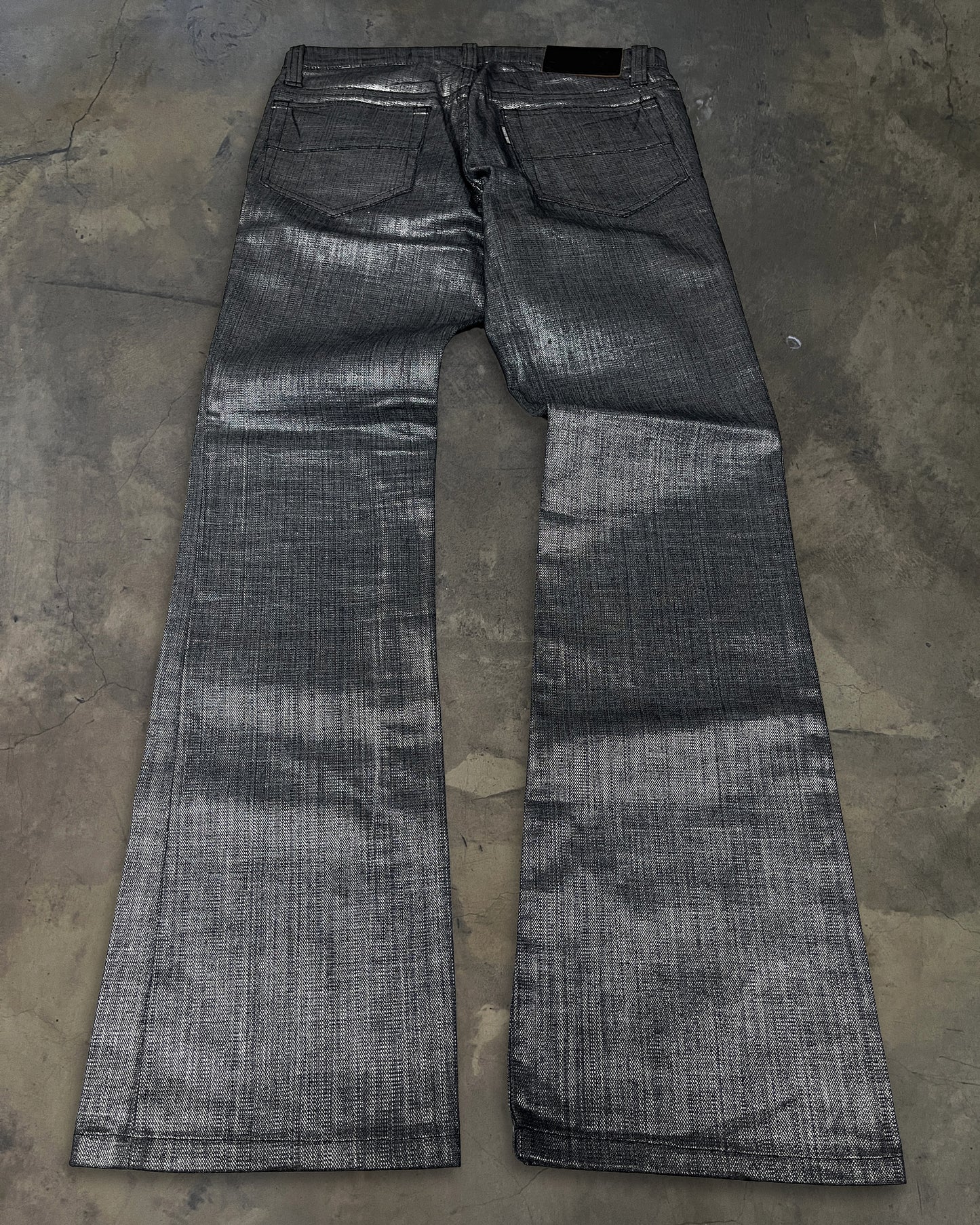 TORNADO MART METTALIC FINISH FLARED DENIM