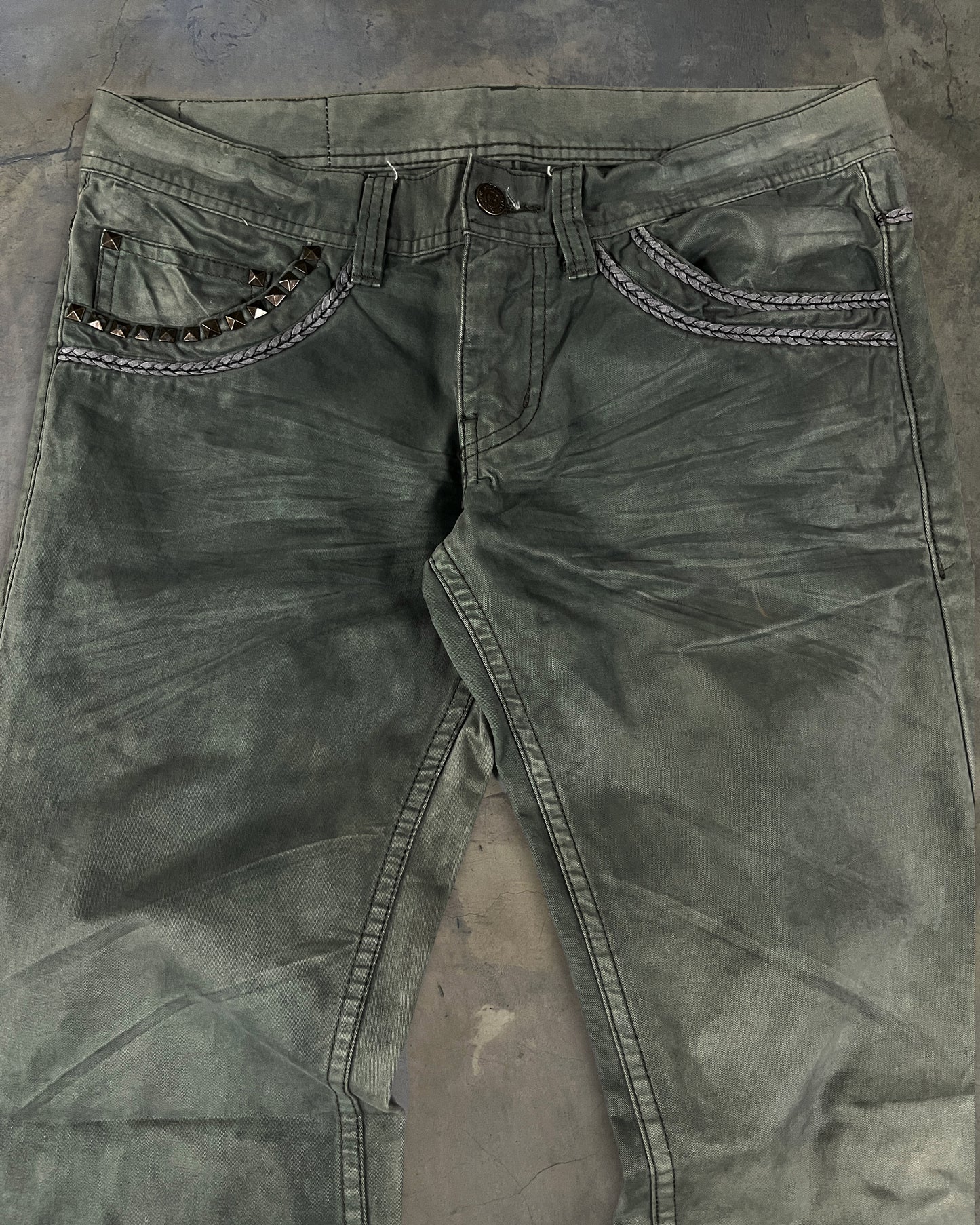 TORNADO MART STUDDED ASH WASH PANTS