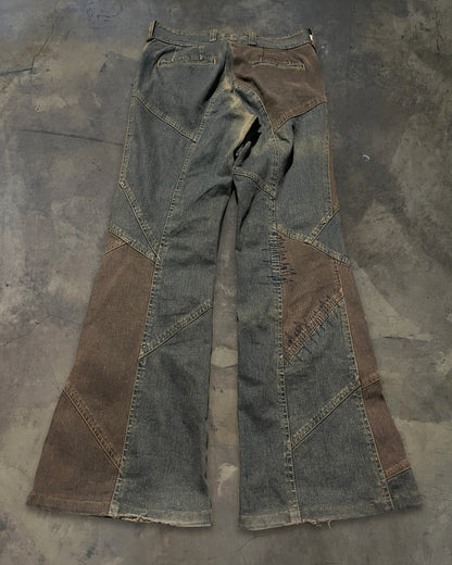 TORNADO MART COWBOY PATCHWORK FLARED JEANS