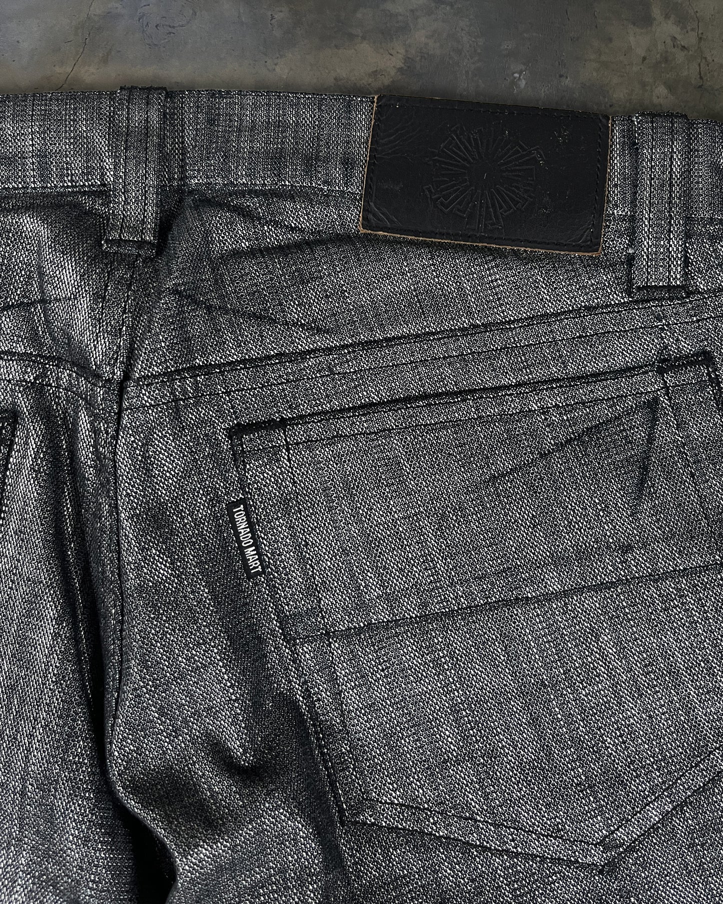 TORNADO MART METTALIC FINISH FLARED DENIM