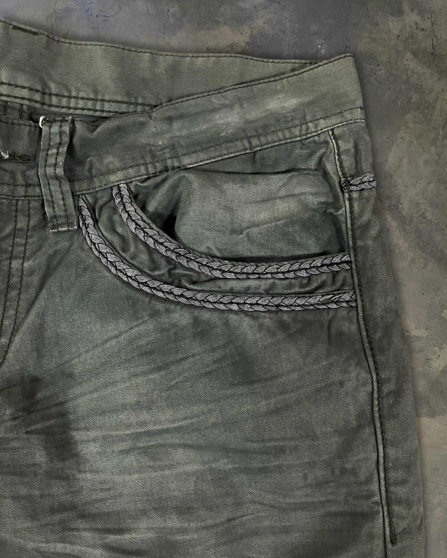 TORNADO MART STUDDED ASH WASH PANTS