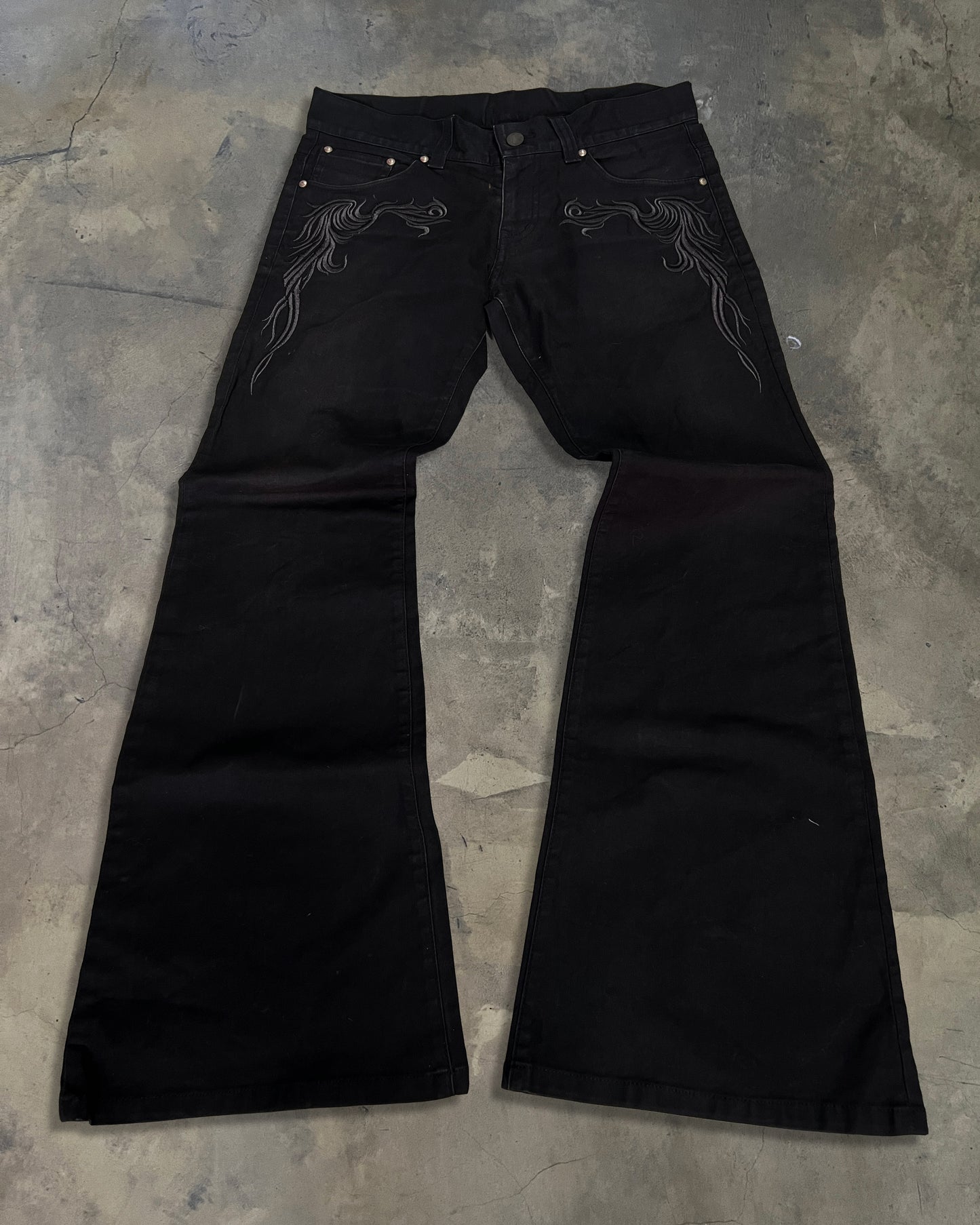 TORNADO MART BLACKED OUT TRIBAL BELL BOTTOMS