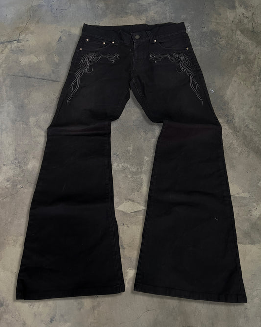 TORNADO MART BLACKED OUT TRIBAL BELL BOTTOMS