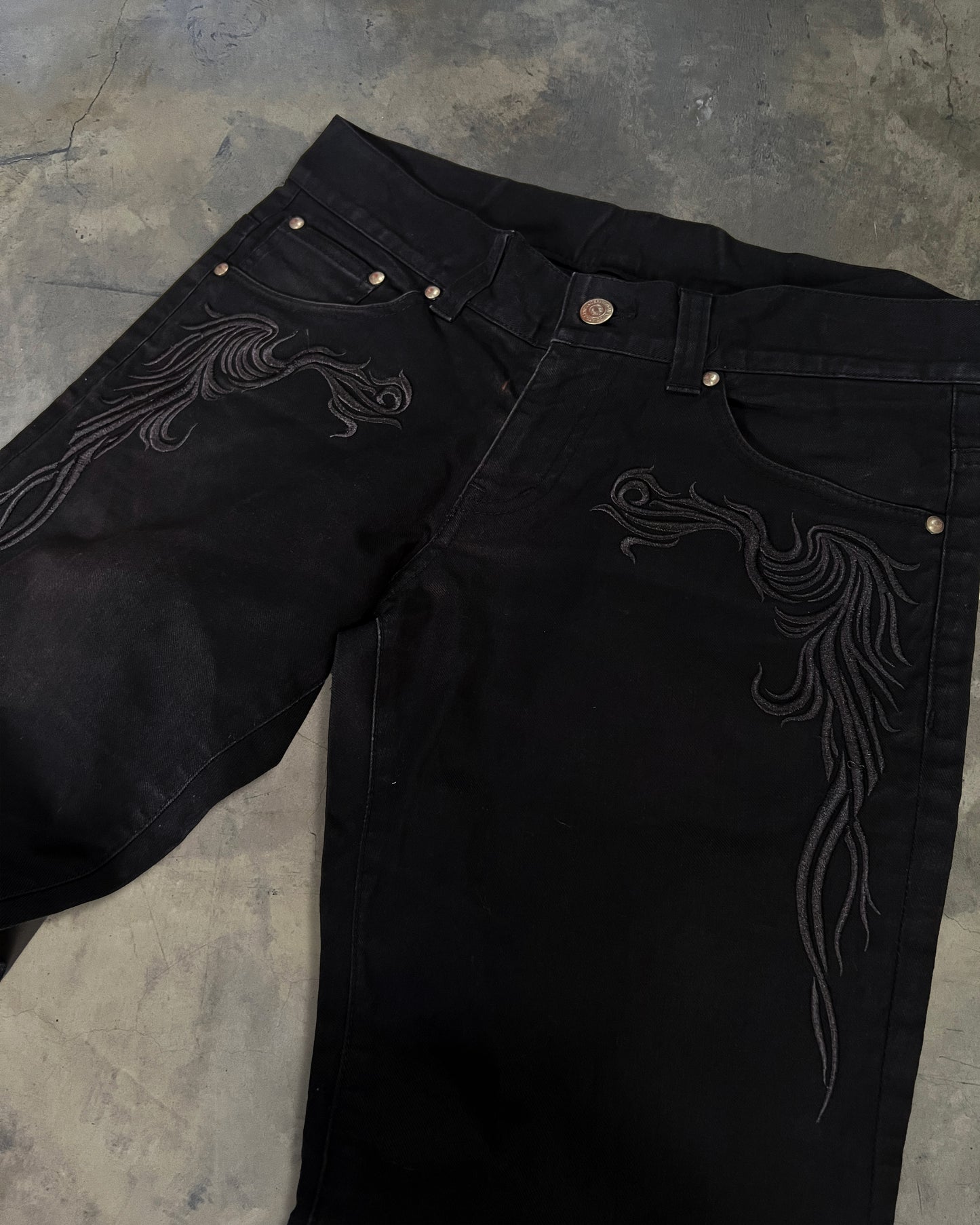 TORNADO MART BLACKED OUT TRIBAL BELL BOTTOMS