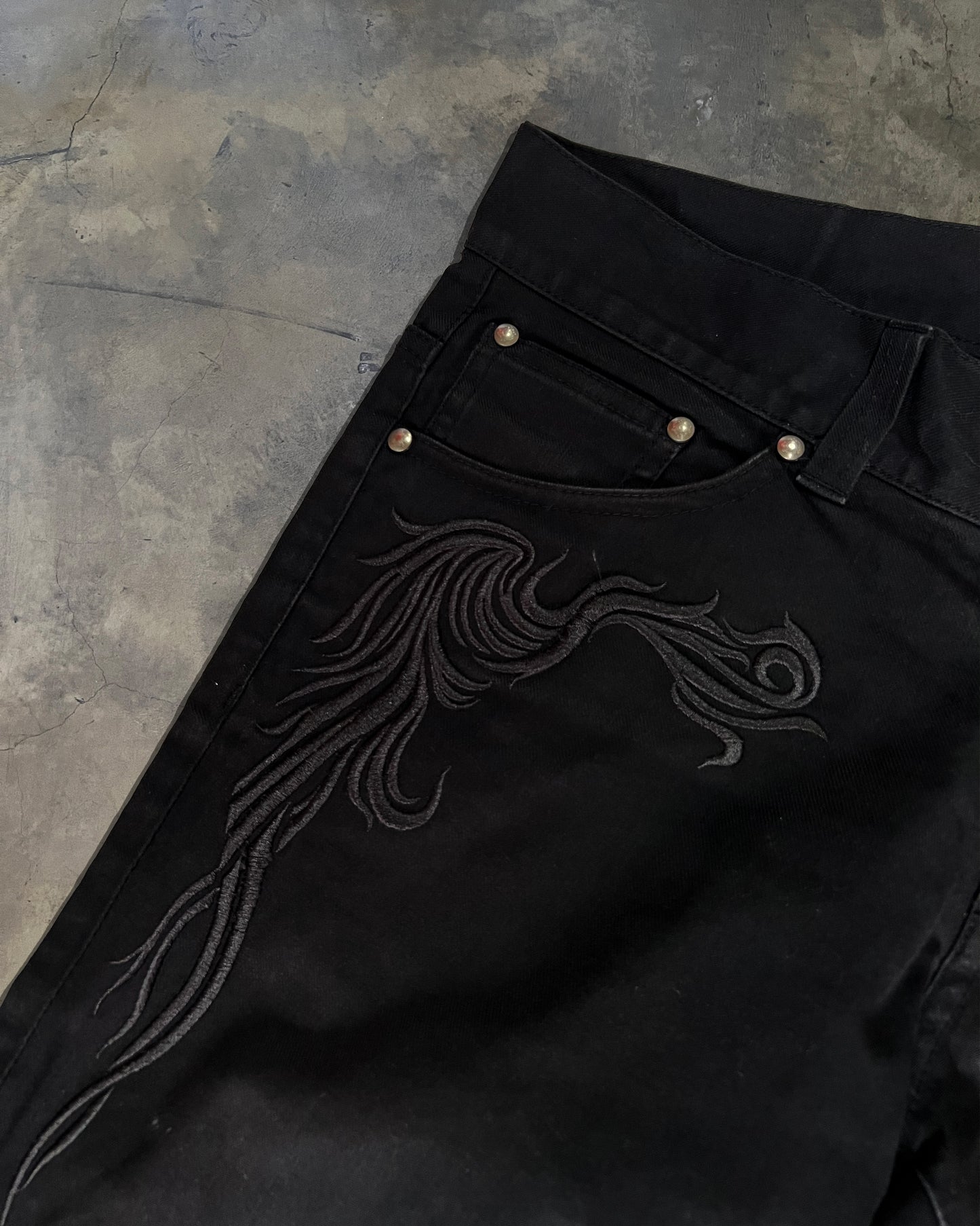 TORNADO MART BLACKED OUT TRIBAL BELL BOTTOMS