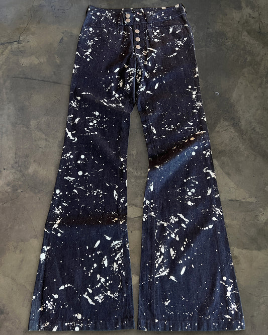 TORNADO MART SPLATTER BLEACH FLARED DENIM