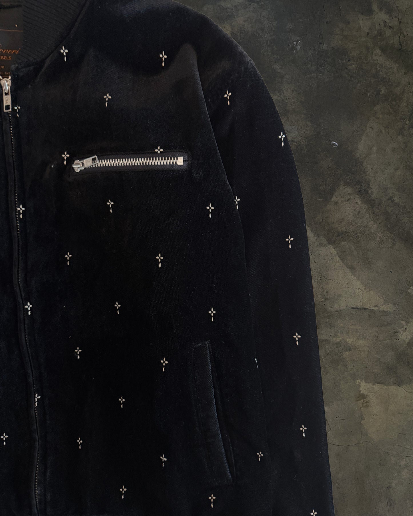 UNDERCOVER AW2002 "WITCH'S CELL DIVISION" VELVET CROSS JACKET