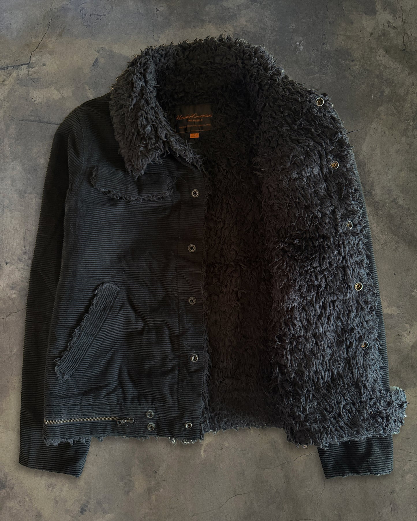 UNDERCOVER FW2005 "ARTS & CRAFT" SHERPA CORDUROY MOTO JACKET