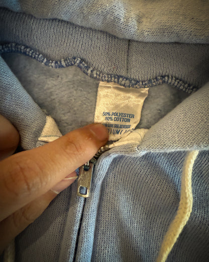 1980s VINTAGE BABY BLUE ZIP UP HOODIE
