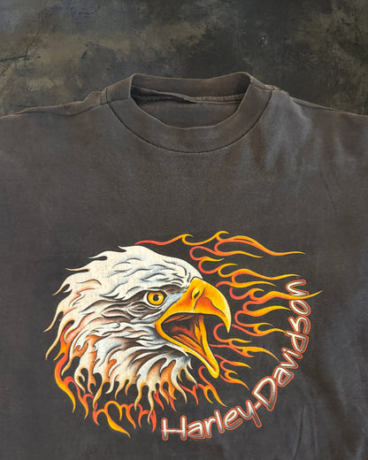 1990s HARLEY DAVIDSON "IRON BLOCK" EAGLE FLAME LONG SLEEVE TEE