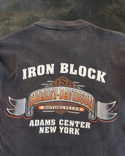 1990s HARLEY DAVIDSON "IRON BLOCK" EAGLE FLAME LONG SLEEVE TEE