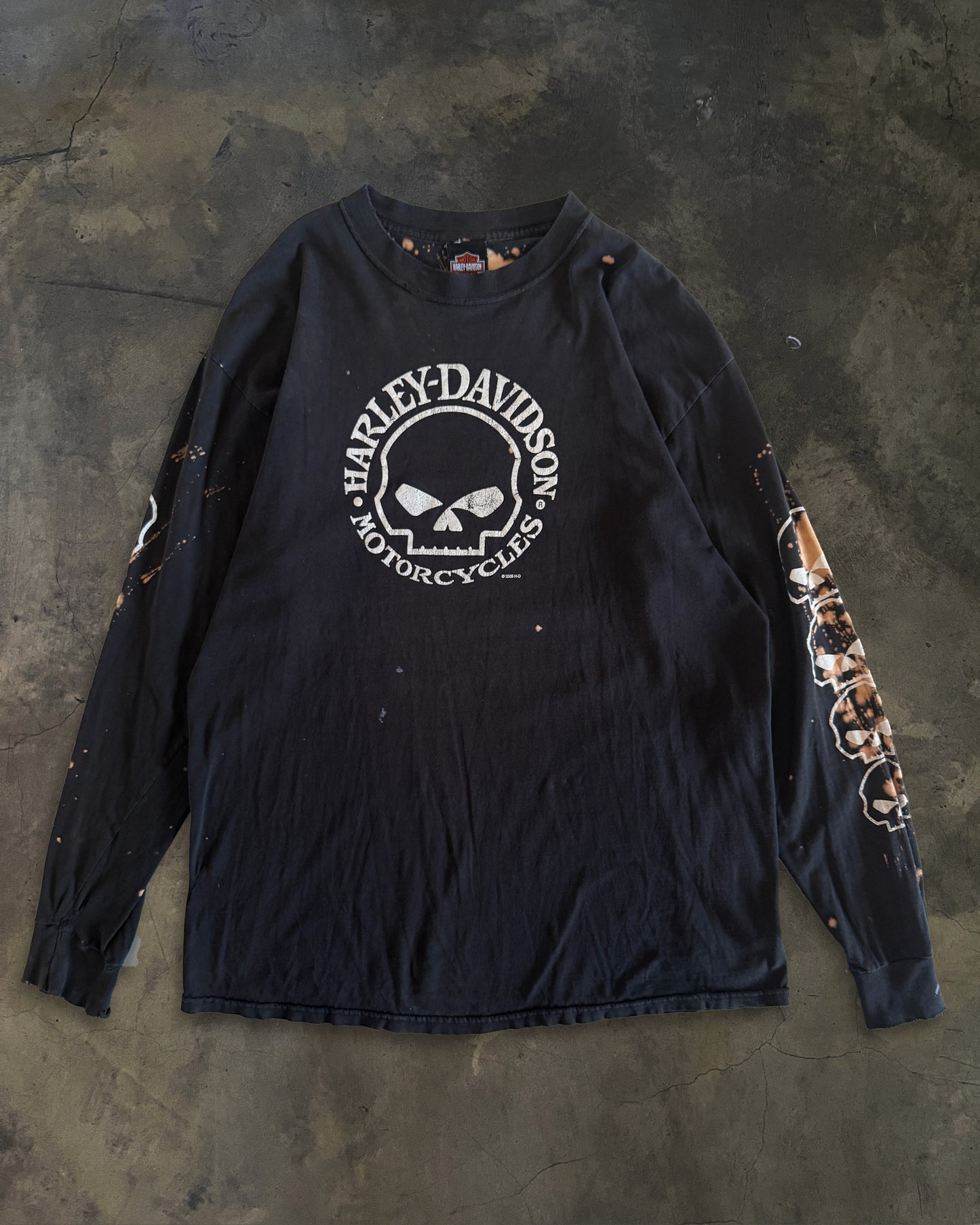 1990's HARLEY DAVIDSON BLEACHED AND THRASHED SKULL TEE