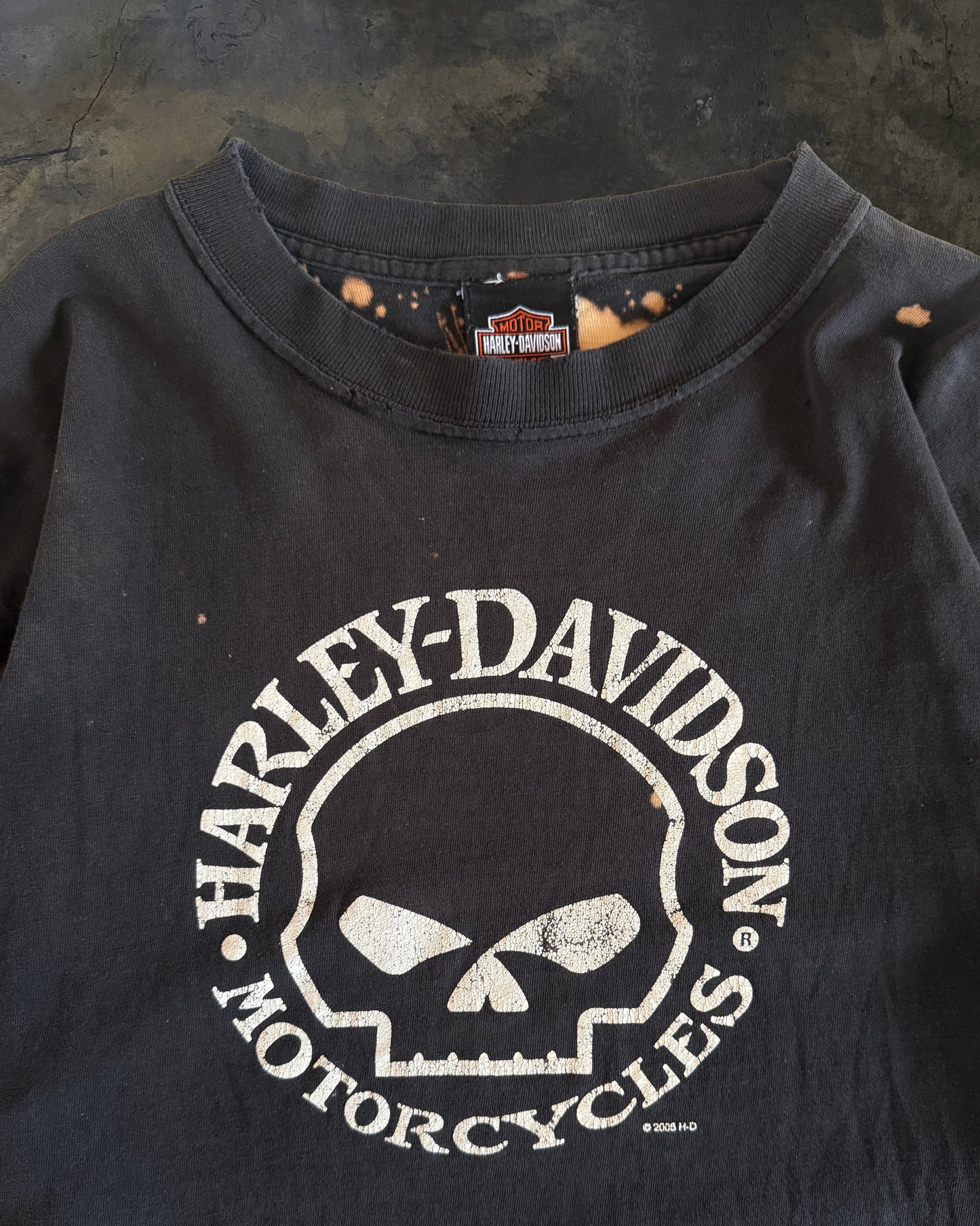 1990's HARLEY DAVIDSON BLEACHED AND THRASHED SKULL TEE