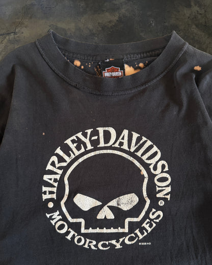 1990's HARLEY DAVIDSON BLEACHED AND THRASHED SKULL TEE