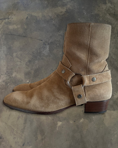 SAINT LAURENT BROWN SUEDE WYATT