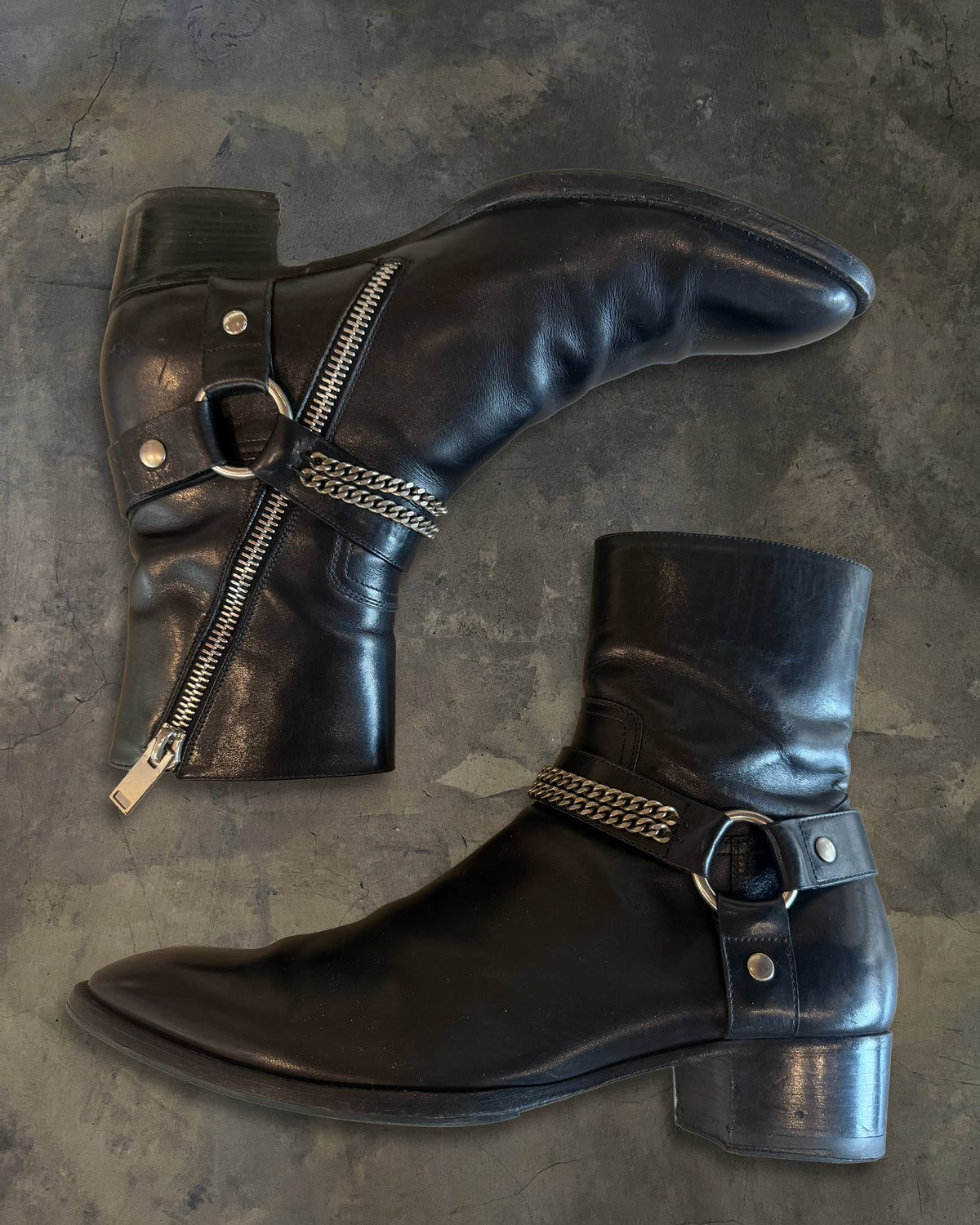 SAINT LAURENT FW2013 CHAIN WYATT HARNESS BOOTS