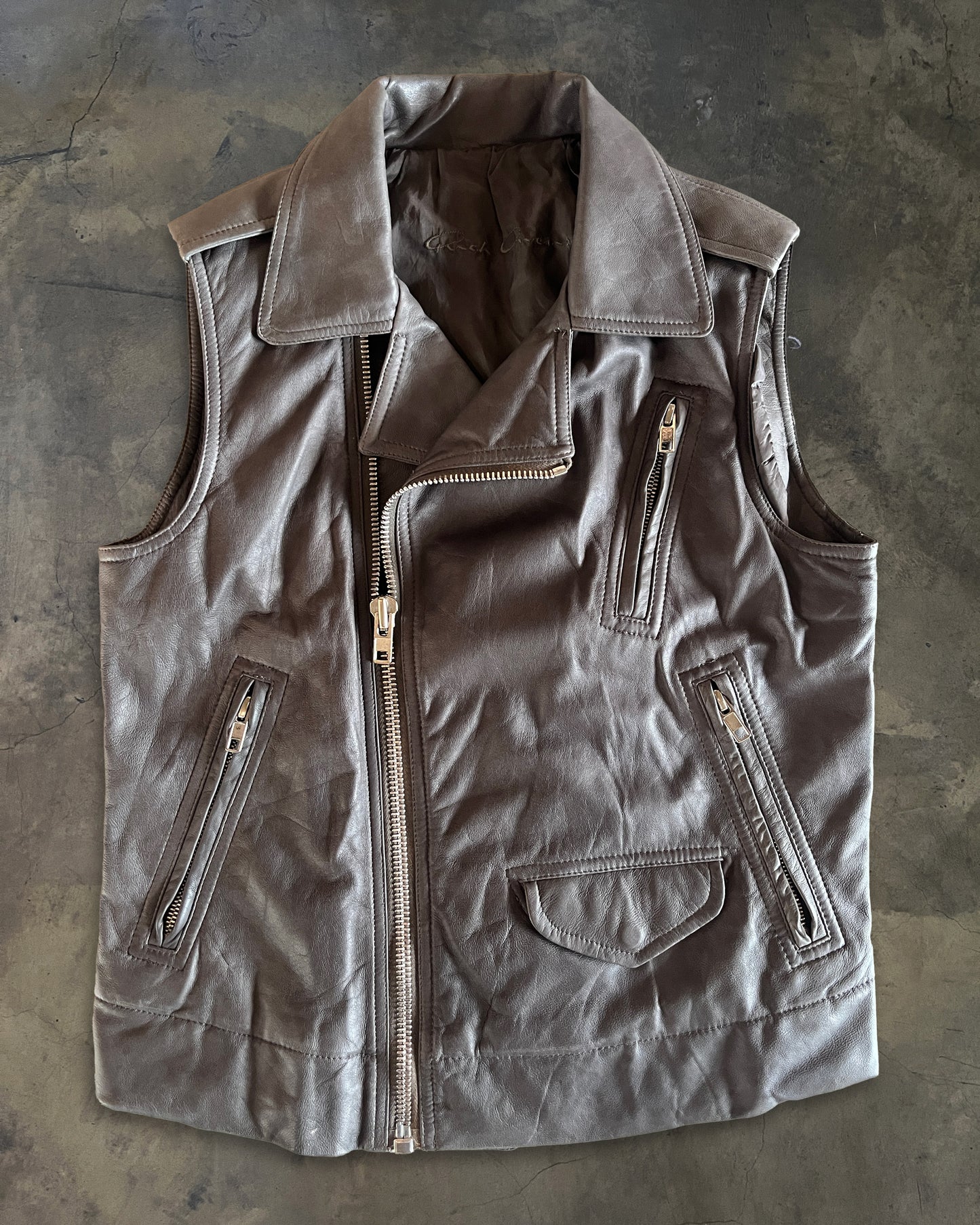 RICK OWENS SS2014 "VICIOUS" LEATHER BIKER VEST