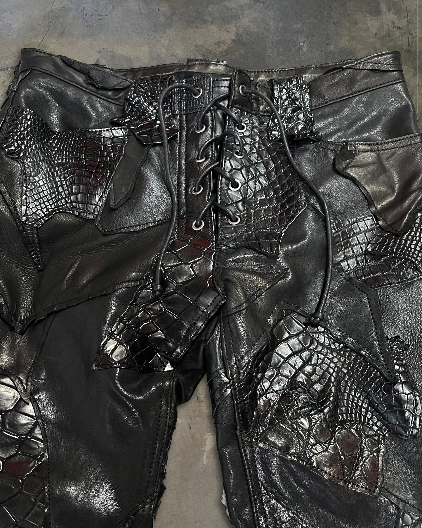 YASUYUKII ISHII "DESTROY LEATHER" 1/1 LACE PANTS