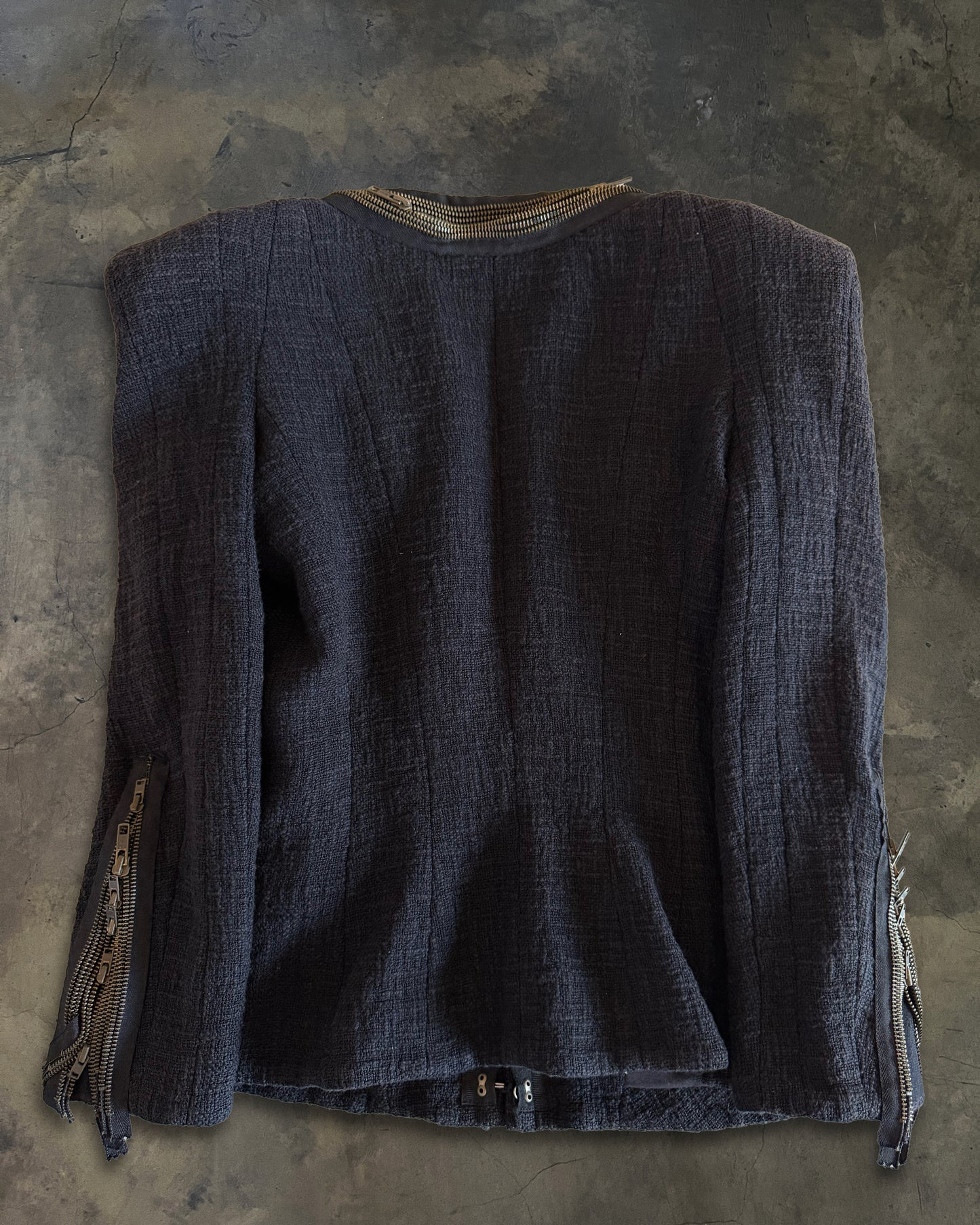 BALMAIN SS2010 MULTI ZIPPER TWEED JACKET