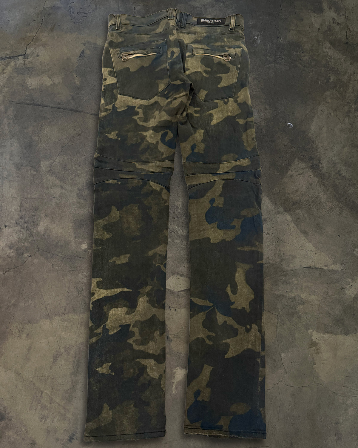 BALMAIN SS2010 CAMO BIKER DENIM