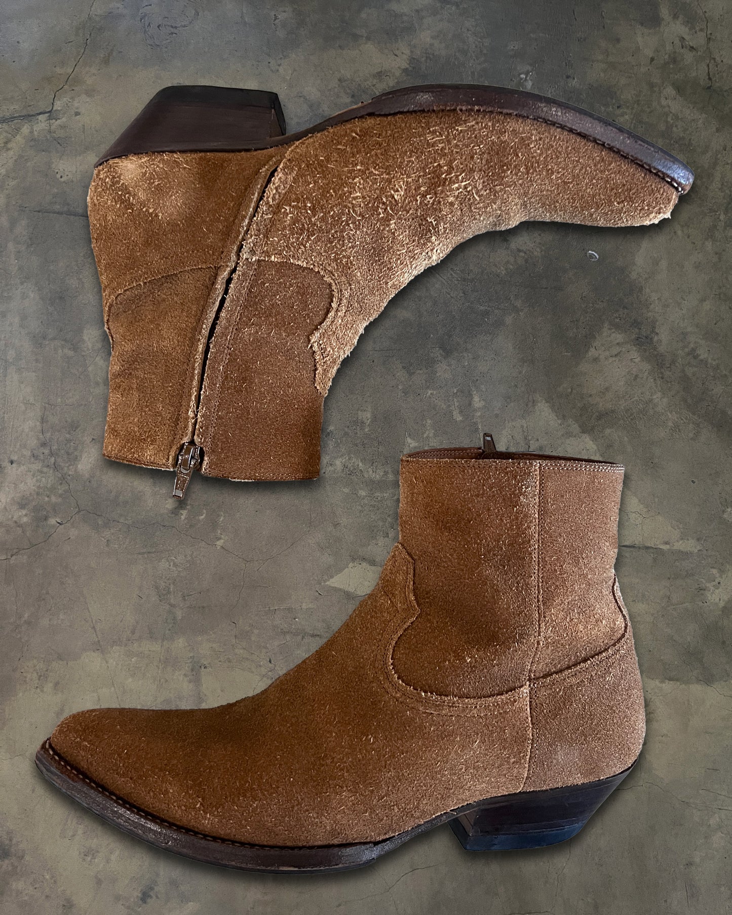 SAINT LAURENT SS2015 SANTIAG SUEDE BOOTS