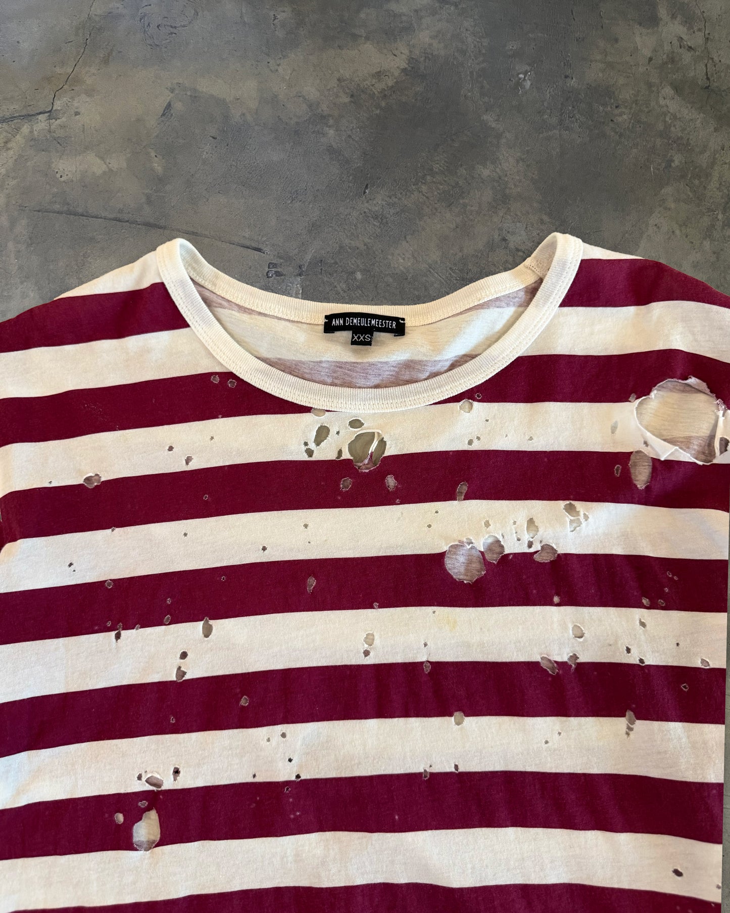 ANN DEMEULEMEESTER STRIPED RED TEE