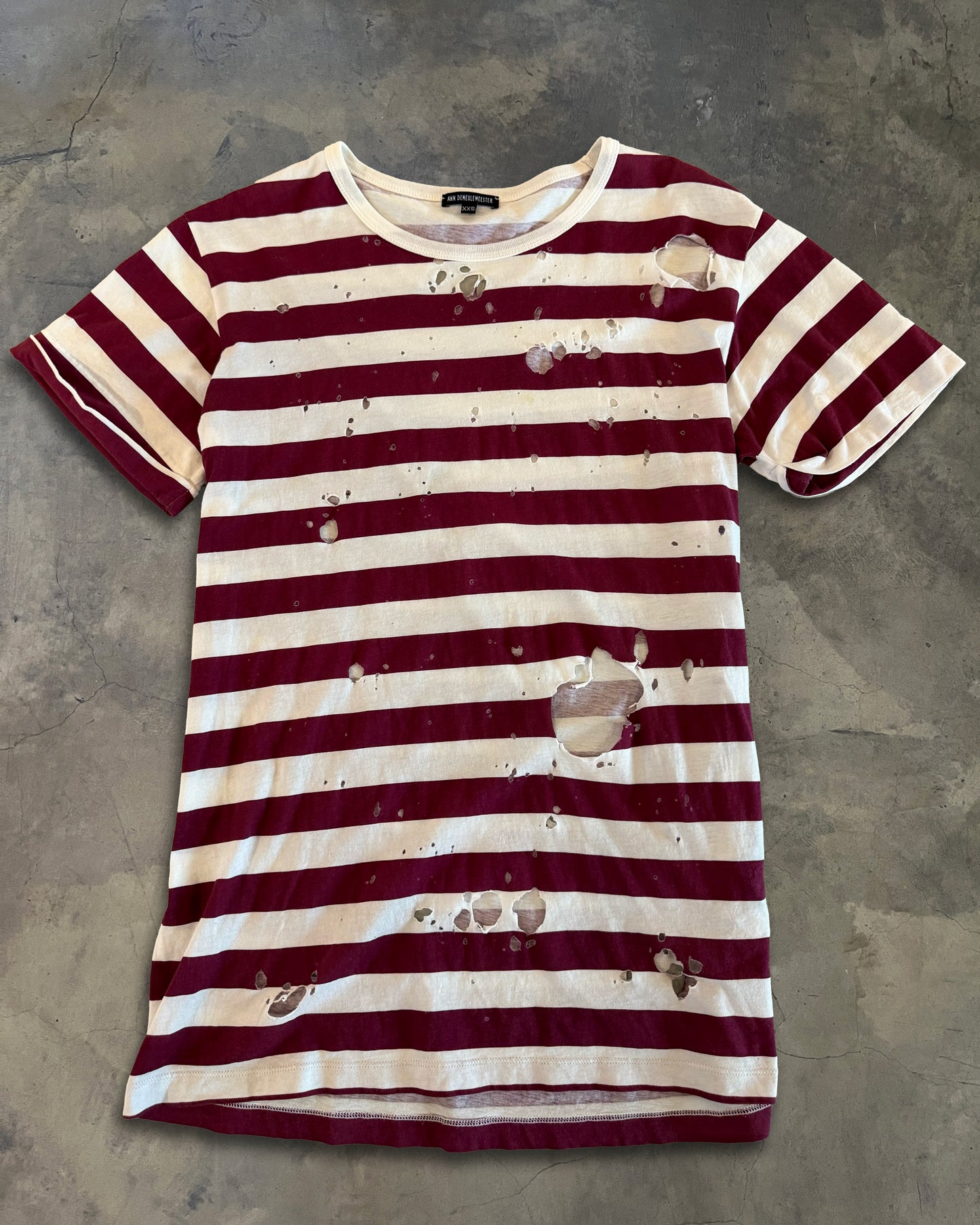 ANN DEMEULEMEESTER STRIPED RED TEE