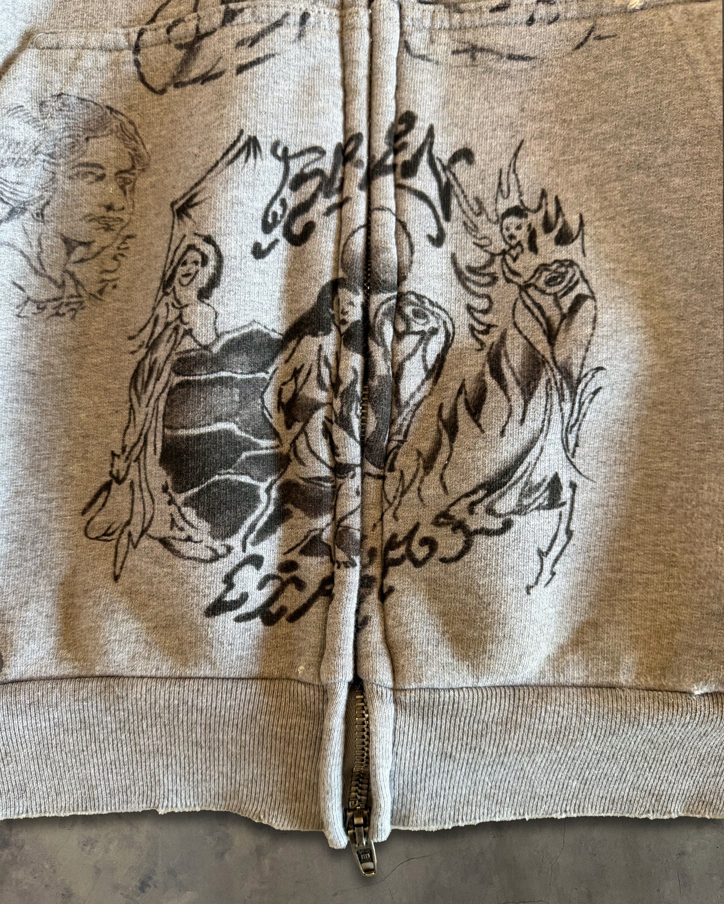 BALENCIAGA SS2024 TATTOO GREY ZIP UP HOODIE