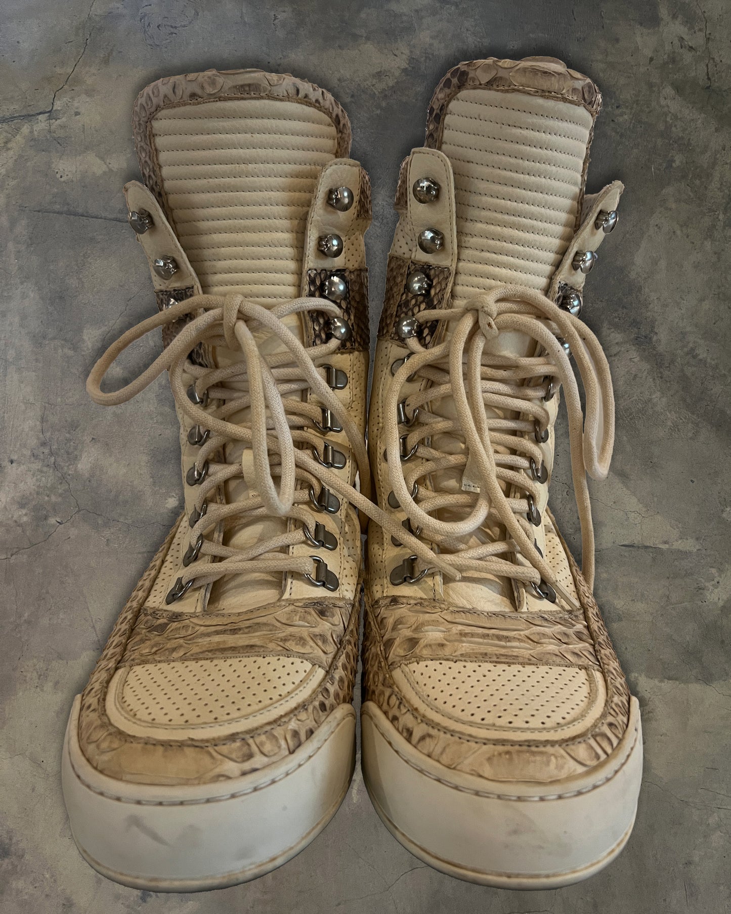 BALMAIN SS2013 SNAKE SKIN HI CUT SNEAKERS