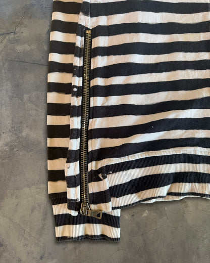 BALMAIN SS2014 NAVY STRIPED STAR ZIP UP HOODIE