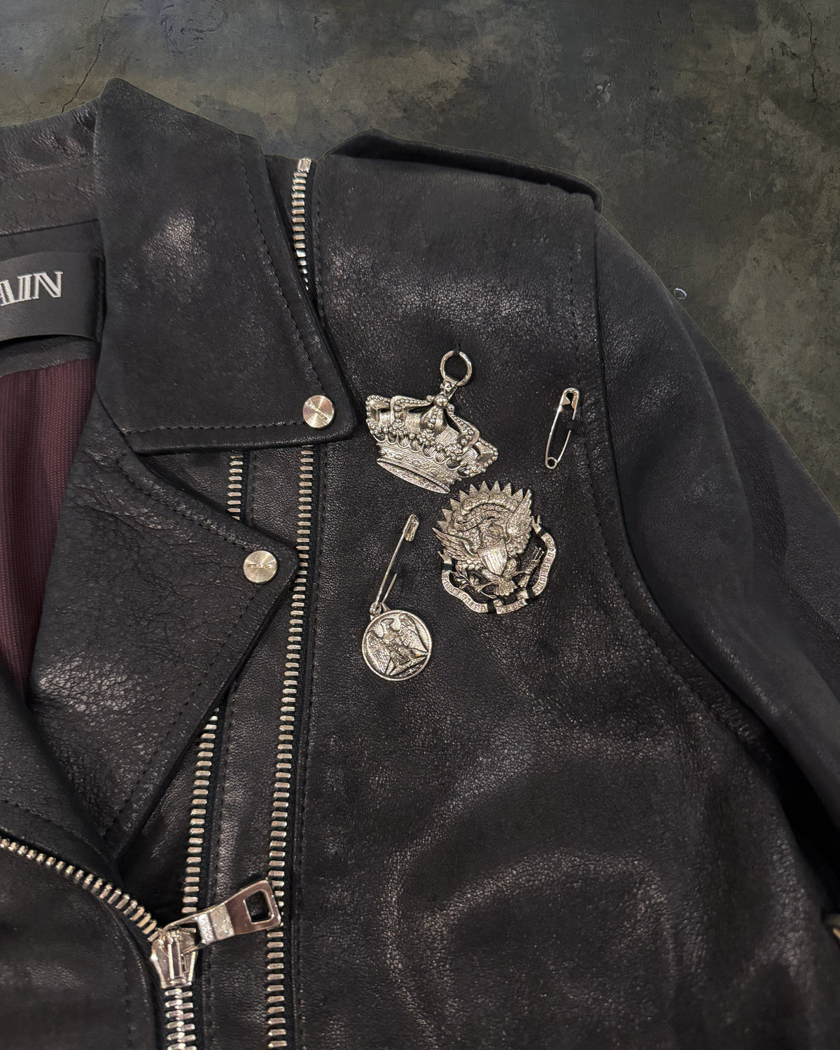 BALMAIN SS2011 RUNWAY PINS & PIERCINGS PERFECTO JACKET