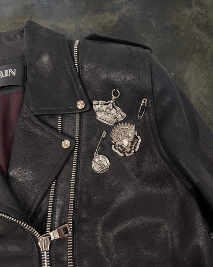 BALMAIN SS2011 RUNWAY PINS & PIERCINGS PERFECTO JACKET