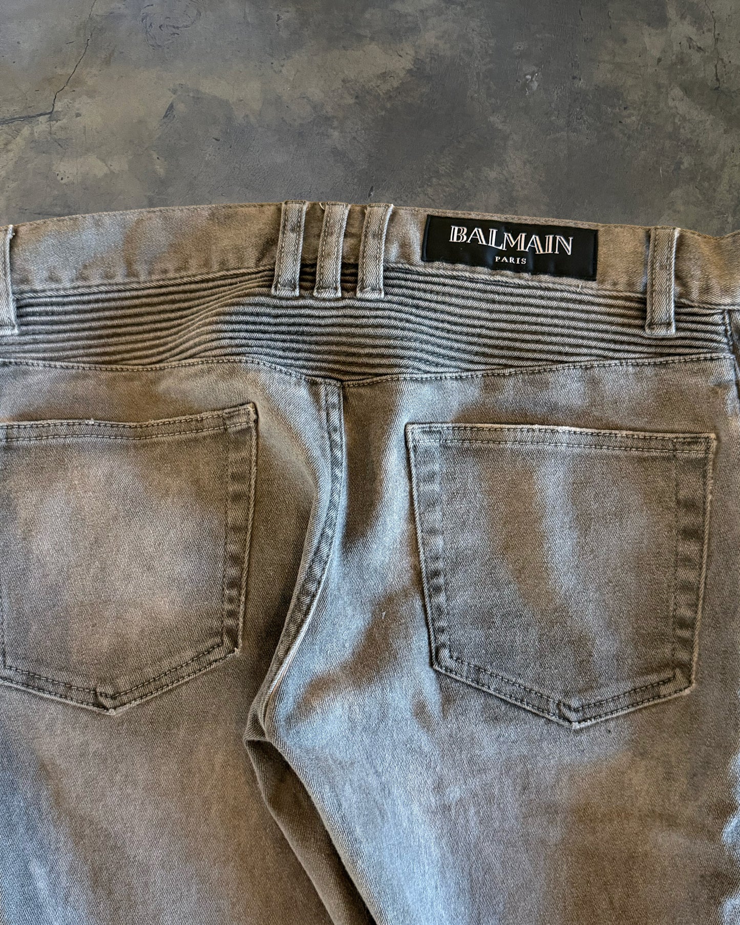 BALMAIN FW2014 FADED BIKER DENIM