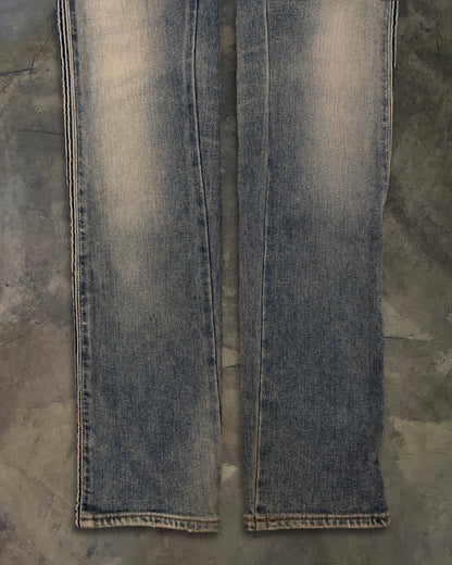 BALMAIN 2018 RIBBED FADED BIKER DENIM