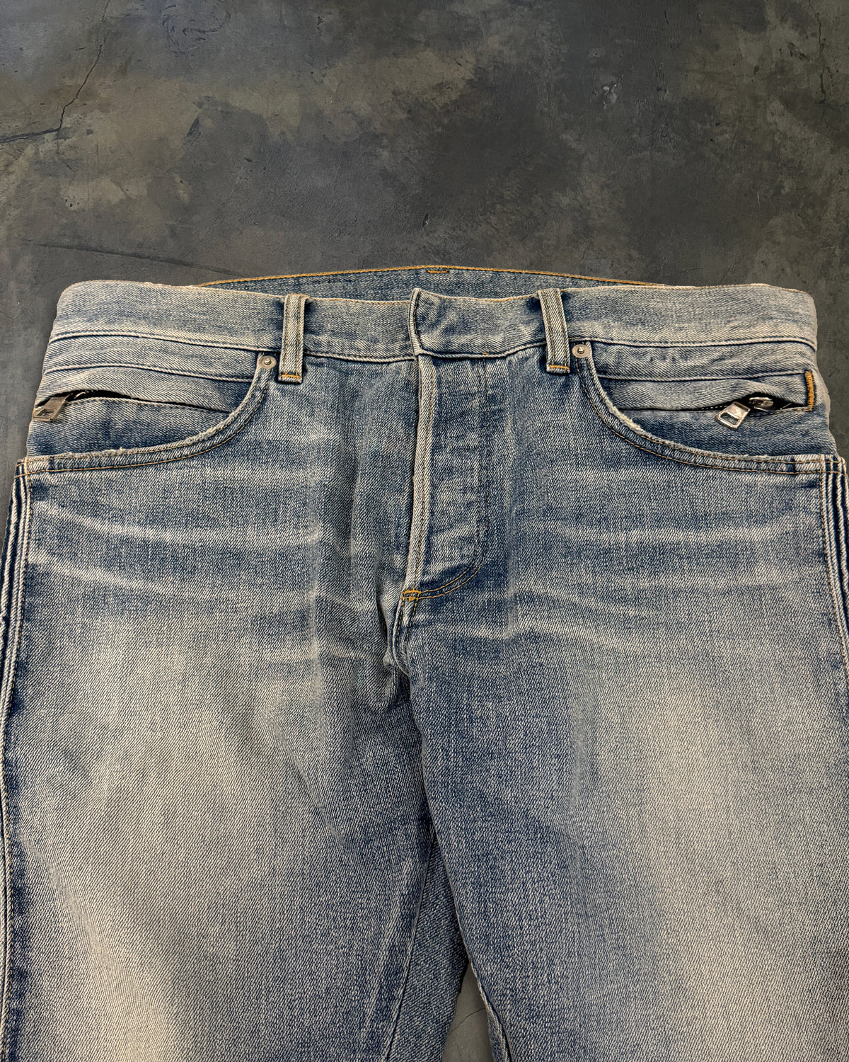 BALMAIN 2018 RIBBED FADED BIKER DENIM