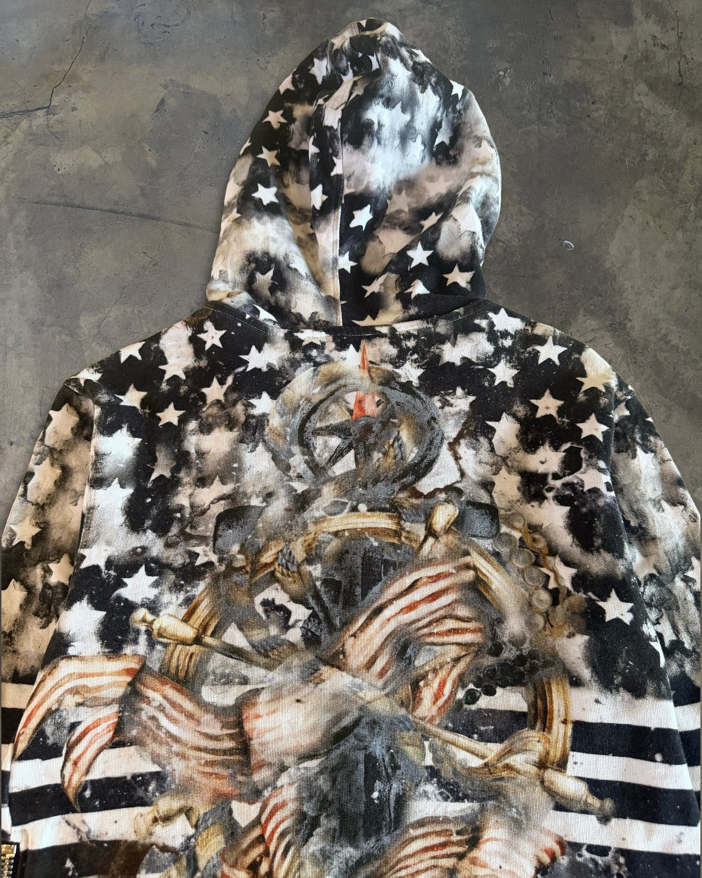 BALMAIN SS2014 NAVY STRIPED STAR ZIP UP HOODIE