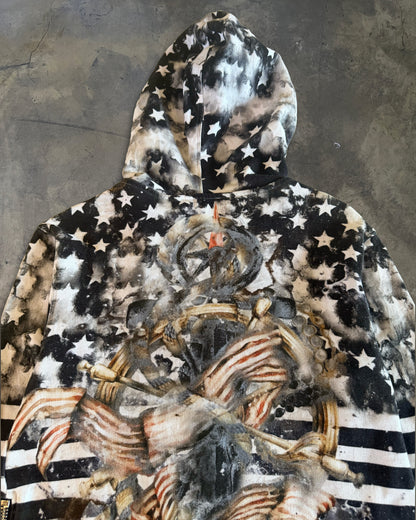 BALMAIN SS2014 NAVY STRIPED STAR ZIP UP HOODIE