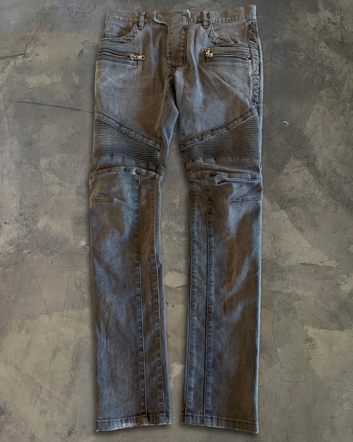 BALMAIN FW2014 FADED BIKER DENIM