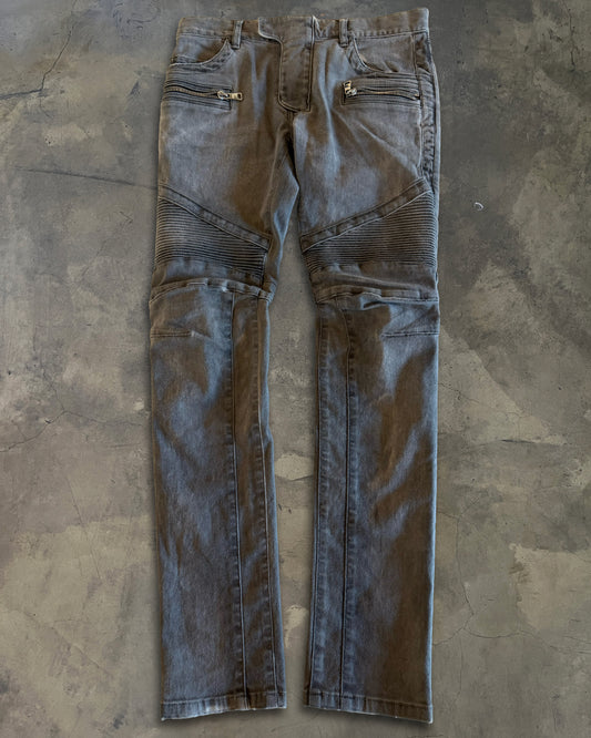 BALMAIN FW2014 FADED BIKER DENIM